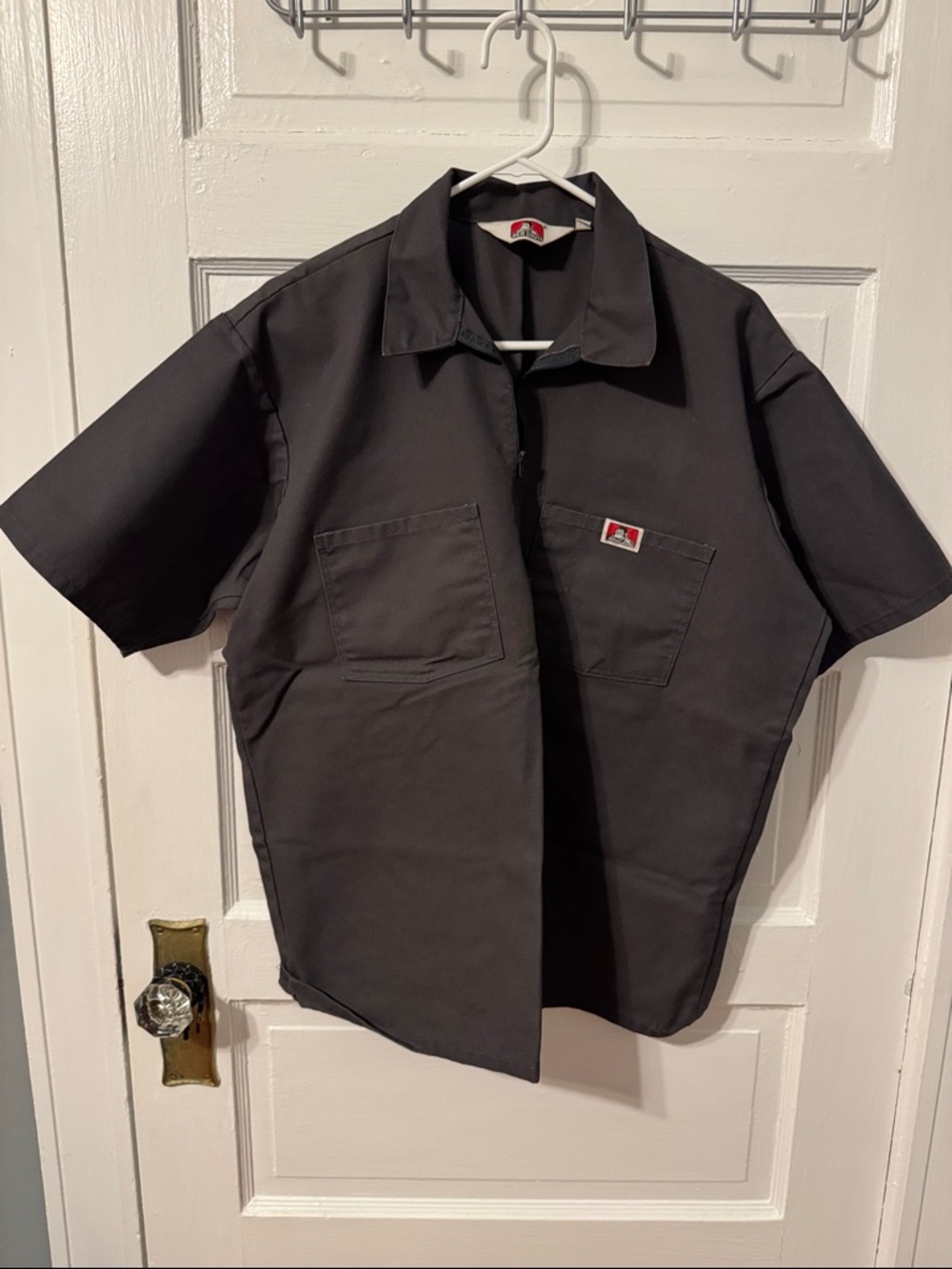 Ben Davis Grey Work Shirt with Red Logo Patch